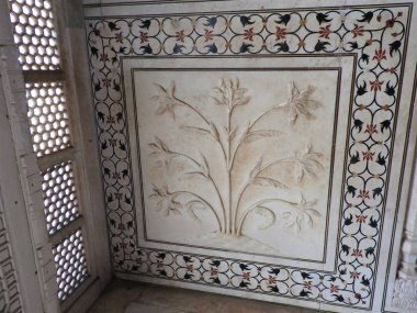 kakma ve oymalar taj mahal, agra, Hindistan'ın dekorasyon detay