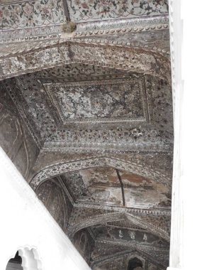 Orchha Kalesi ve Sarayı 'nın duvar resimleri, Madhya Pradesh, Hindistan.