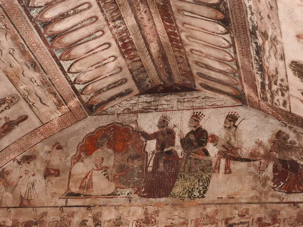 Pinturas de parede de Orchha Fort and Palace, Madhya Pradesh, Índia . — Fotografia de Stock