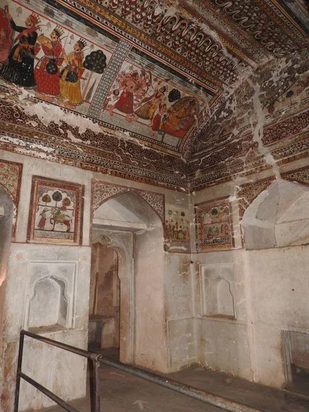 Wandmalereien von Orchha Fort und Palast, Madhya Pradesh, Indien. — Stockfoto