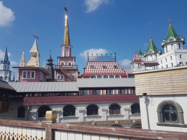 Izmailovo, Moskova, Rusya 'daki Kremlin' in güzel manzarası.