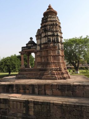 Khajuraho Tapınakları, UNESCO miras sitesi Batı grubu, onun seksi Erotik heykeller, Hindistan, açık gün ünlüdür.
