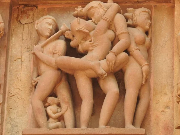 Khajuraho Tapınakları, UNESCO miras sitesi Batı grubu, onun seksi Erotik heykeller, Hindistan, açık gün ünlüdür.