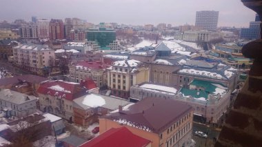 Katedral, kilise ve Kremlin çan kulesi kazan, Bauman sokak görünümü. Kazan, Tatarstan, Rusya.
