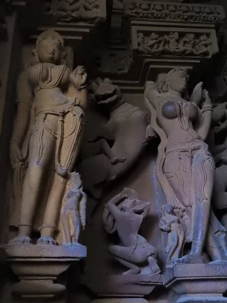 The erotic frescoes inside the temples of the Western group, including Visvanatha, Khajuraho, Madhya Pradesh, India, UNESCO world heritage site. The concept of sex, prostitution, female Breasts.