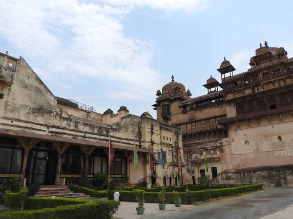 Den Jehangir Mahal, Orchha Fort, Religia Hinduism, antik arkitektur, Orchha, Madhya Pradesh, Indien. — Stockfoto