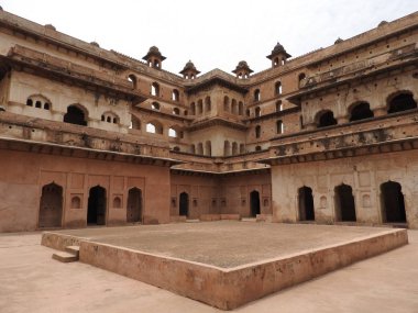 Jehangir Mahal, Orchha Fort, Religia Hinduizm, antik mimari, Orchha, Madhya Pradesh, Hindistan.