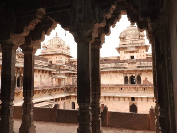 Jehangir Mahal, Orchha Fort, Religia hinduismus, starověká architektura, Orchha, Madhya Pradesh, Indie. — Stock fotografie