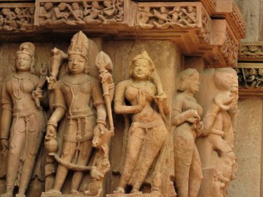 Fresk Visvanatha-Khajuraho, Madhya Pradesh, Hindistan, Unesco mirası da dahil olmak üzere Batı grubu tapınak içinde erotik