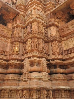 Fresk Visvanatha-Khajuraho, Madhya Pradesh, Hindistan, Unesco mirası da dahil olmak üzere Batı grubu tapınak içinde erotik