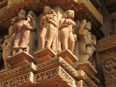 Fresk Visvanatha-Khajuraho, Madhya Pradesh, Hindistan, Unesco mirası da dahil olmak üzere Batı grubu tapınak içinde erotik