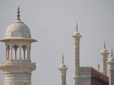 Yakın çekim ayrıntılı Taj Mahal, ünlü tarihi UNESCO tarafından aşk anıt, Hindistan, Agra, Uttar Pradesh en büyük beyaz mermer mezar.
