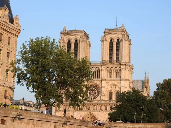 Notre Dame, a legszebb katedrális Párizsban. Kilátás a szajnából, Franciaországból. — Stock Fotó