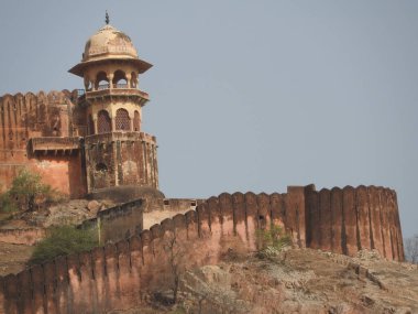 Hindistan 'ın Jaipur şehrinin yakınındaki Güzel Amber Kalesi. Rajasthan.