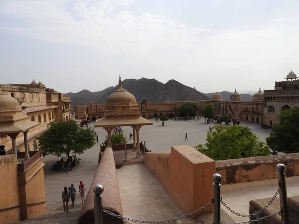 Gyönyörű Amber Fort Jaipur Város Közelében Indiában Rajasztán — Stock Fotó