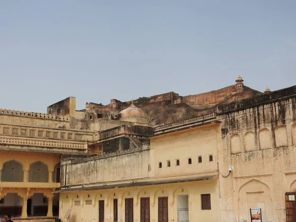 Gyönyörű Amber Fort Jaipur Város Közelében Indiában Rajasztán — Stock Fotó