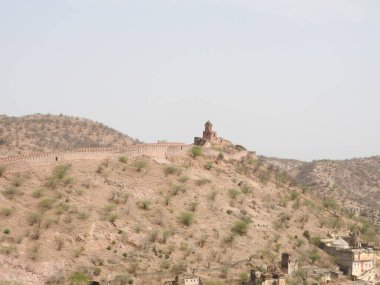 Hindistan 'ın Jaipur şehrinin yakınındaki Güzel Amber Kalesi. Rajasthan.