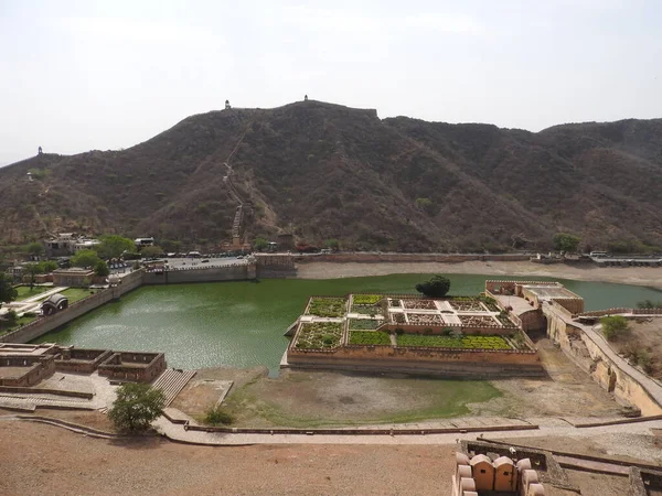 Beautiful Amber Fort Κοντά Στην Πόλη Jaipur Στην Ινδία Ρατζαστάν — Φωτογραφία Αρχείου