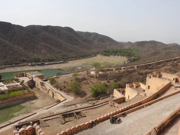 Beautiful Amber Fort Κοντά Στην Πόλη Jaipur Στην Ινδία Ρατζαστάν — Φωτογραφία Αρχείου
