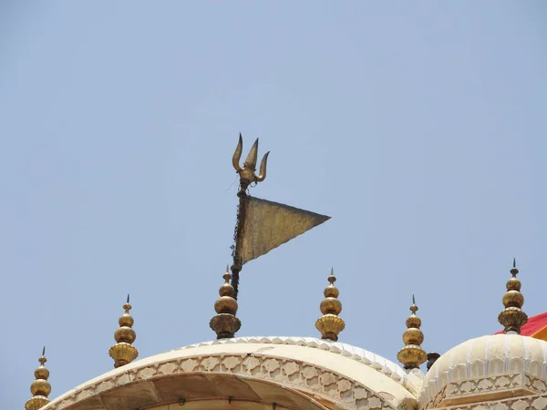 インドラジャスタン州ジャイプール近郊のアンバー砦にある屋外の建物の天井から吊るされたスズメバチの巣の近く — ストック写真