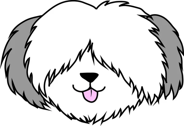 Portret Van Schattige Kleine Hond Bobtail Hond Vriend Vectorillustratie Geïsoleerd — Stockvector