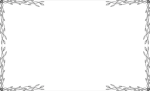 Schwarze Quadratische Schmale Rahmen Gestaltungselemente Skizze Handgezeichnet Zierrand — Stockvektor