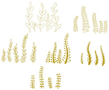 Sonbahar ot ve çiçek vektör seti