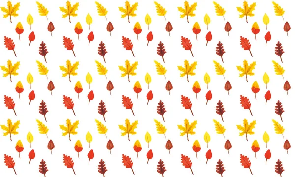 Seamless pattern from autumn leaves painted with watercolors on white background. Coloured bright leaves hand-painted, texture, watercolor