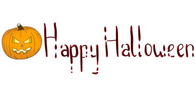 Cadılar Bayramı için kan la Happyhalloween kaligrafi. Metin afiş parti. Vektör takvim illüstrasyonu.