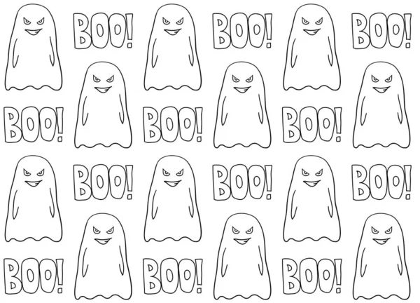 Halloween bezproblemowy wzór projektu z duchem. Ilustracja pojedyncza — Zdjęcie stockowe