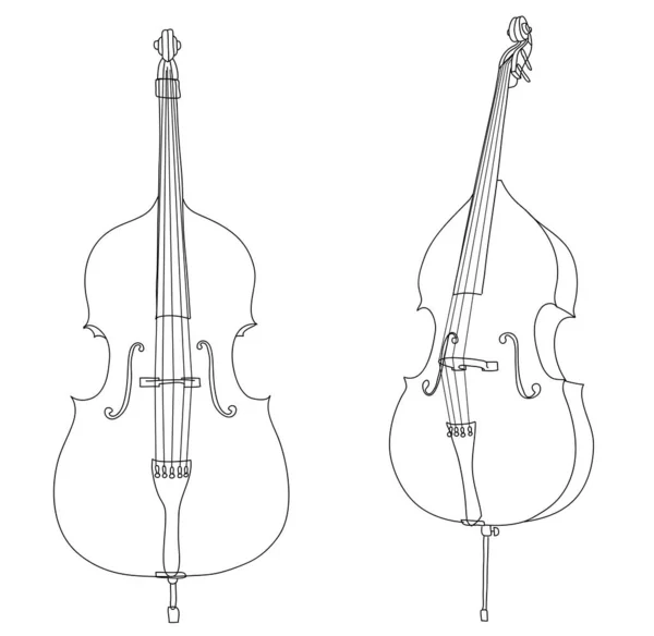 Classic double bass vector isolated on white background — Stock Vector