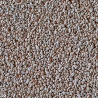 Kumsalda beyaz çakıl taşları. Birbirine bitişik bir sürü küçük yuvarlak taş. Doku sanatsal çizimi. Yağlı boya anlamlı bir tarz..