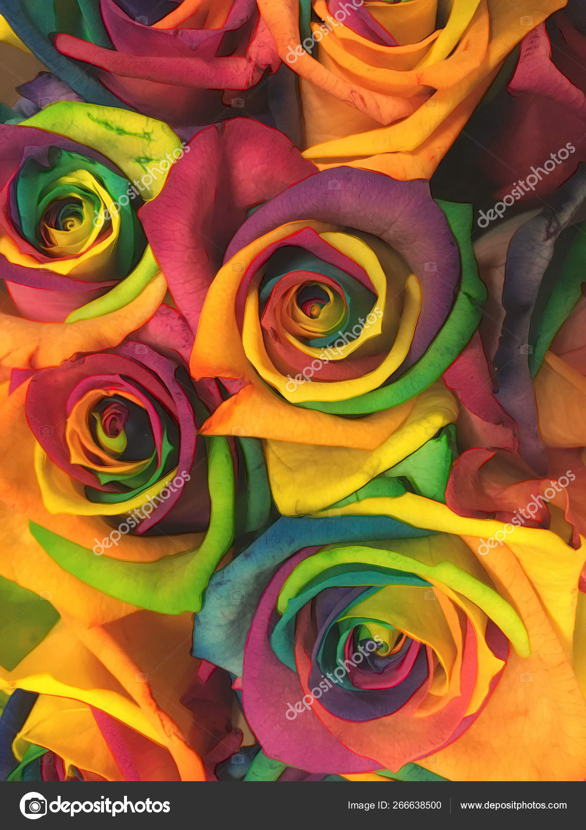 colored rose petals