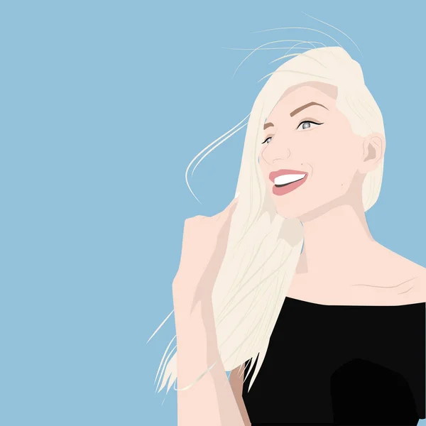 Rgb Lachen Blonde Vrouw Vector Illustratie Portret — Stockvector