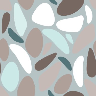 Gri Mavi Terrazzo Vektör Dikişsiz Tekrar Desen