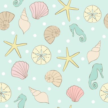 Summer Beach Seashore Dikişsiz Tekrar Desen Vektör