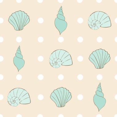 Summer Beach Seashore Polka Noktalar Dikişsiz Tekrar Desen Vektör
