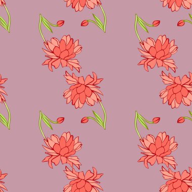 Yumuşak Mauve Çiçek Dikişsiz Tekrar Desen Vektör Arka Plan