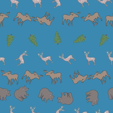 Deep Blue Wilderness Kanada Koleksiyonu Tekrar Desen Vektör