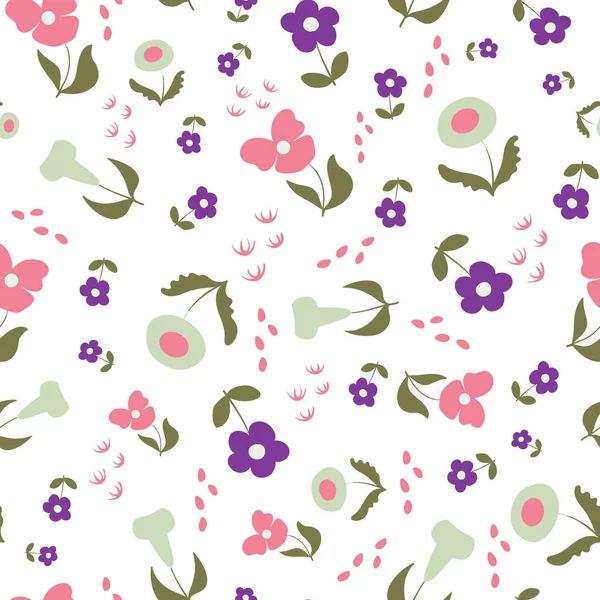 Feliz em Lilac Floral sem costura repetir padrão vetor fundo — Vetor de Stock