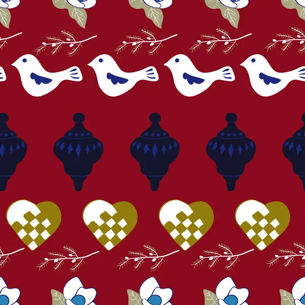 Joyeux Noël arrive Impression vectorielle de motif de répétition sans couture en rouge — Image vectorielle