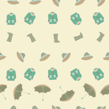 Krem Tekrarlı Şekil Vektör Yazdırmadaki Yağmurlu Desen