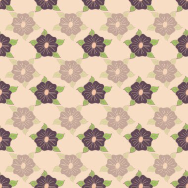 Peach Yatay Çiçek Deseni Tekrarlayan Vektör Yazıcıda Leylak Rengi