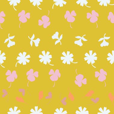 Hardal Çizgili Çiçek Tekrarlama Kalıbı Yazdırma