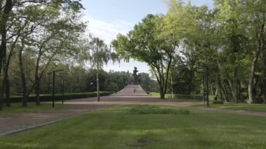 Babi Yar. İkinci Dünya Savaşı sırasında Yahudilerin öldürüldüğü yer. Hava, ağır çekim, gri, düz. Kyiv, Ukrayna.