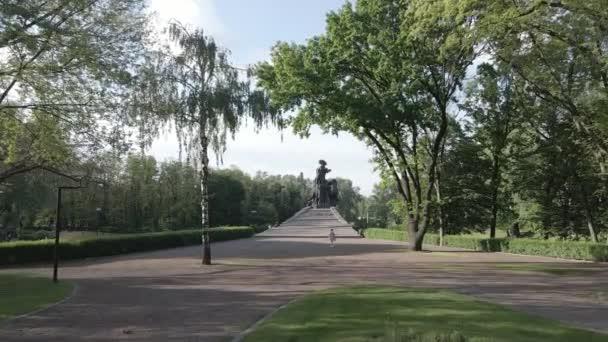 Babi Yar. Il luogo dell'assassinio degli ebrei durante la seconda guerra mondiale. Aereo, rallentatore, grigio, piatto. Kiev, Ucraina . — Video Stock