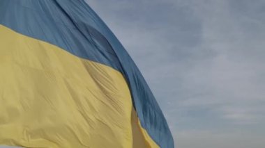 Ukrayna bayrağı. Ağır çekim. Kyiv. Ukrayna. Gri, düz