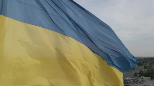 Ukrainische Flagge. Zeitlupe. Kiew. Ukraine. Grau, flach — Stockvideo