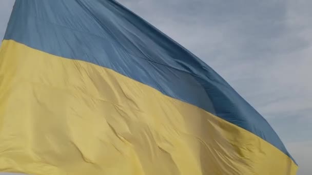 Украинский флаг. Медленное движение. Киев. Украина. Серый, плоский — стоковое видео