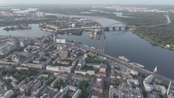 ウクライナのキエフの空中ビュー。スローモーション,フラット,グレー — ストック動画